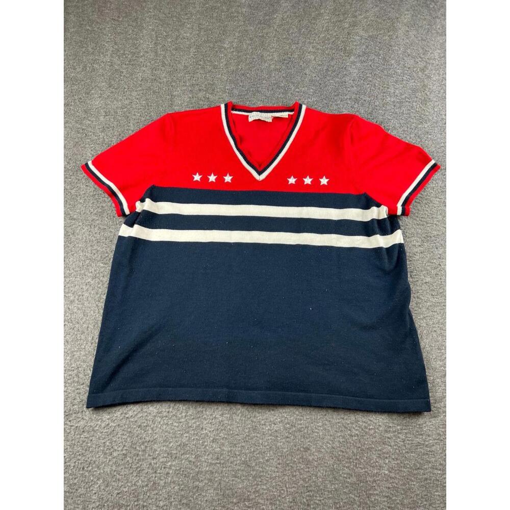 White Stag Ladies‎ Short Sleeve V-Neck Top Red/Navy/White, Size XL (16/18)